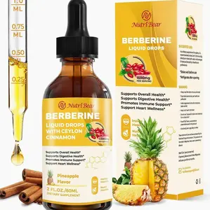 Berberine Supplement with Ceylon Cinnamon, Berberine HCL Liquid Drops with Turmeric, Bitter Melon, Quercetin, 10X Strength AMPK for Digestion System, Immune Health Support -Vegetarian, 2 fl oz