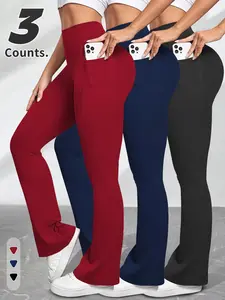 Women's Solid Color High Waist Sports Pants, Casual Comfy Breathable Tight-fitting Pants for Yoga Gym Workout Running, Ladies Sportswear for All Seasons, Skinny Yoga Bottoms