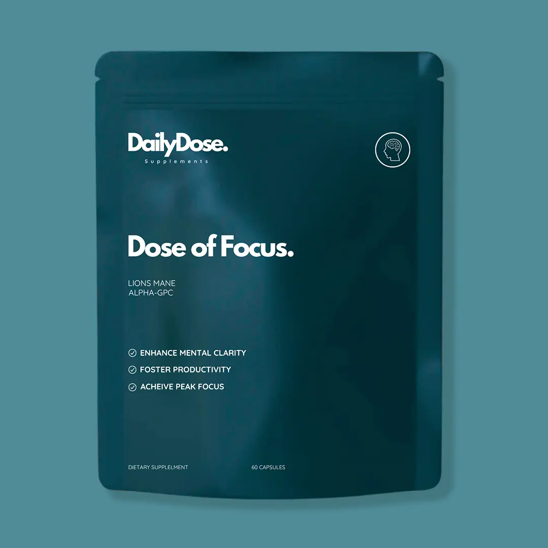 DailyDose Supplements - Dose of Focus - Natural Cognitive Support - Lion's Mane and Alpha GPC Blend