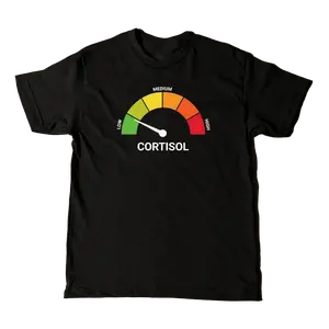 Aesthetic 'CORTISOL' Level T-Shirt | Premium 100% Cotton Heavyweight Tee | Funny Mental Health Awareness Graphic Apparel | Stress Management Humor Top | Soft Breathable Casual Daily Wear Classic Embroidered Streetwear Menswear