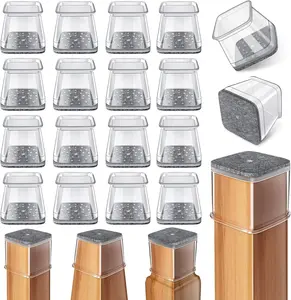 24 square chair leg floor protectors with thickened felt pads, silicone chair leg covers for protecting hardwood floors, furniture legs, and reducing noise.