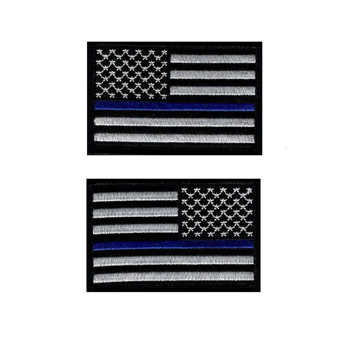 Police Law Enforcement Thin Blue Line USA Flag Reverse Bundle of 2 pcs Hook Patch
