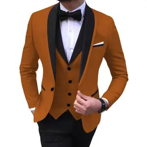 Men’s 3-Piece Suit – Stylish Formal Wear for Weddings & Parties, Includes a Tuxedo Blazer with Lapels, Vest, and Pants, plus an Elegant Shawl