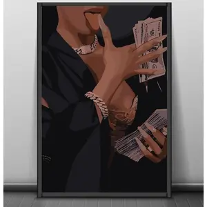Black Woman With Dollar Wall Art African Wall Art Black Girl Magic Bold and Empowering Decor Poster Artwork Unframed Artistic Photo Print