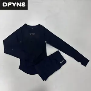 DFYNE New Seamless High Elastic Slimming Long-Sleeve T-Shirt for Women, Fitness Yoga Sports Top, Breathable and Slim Fit