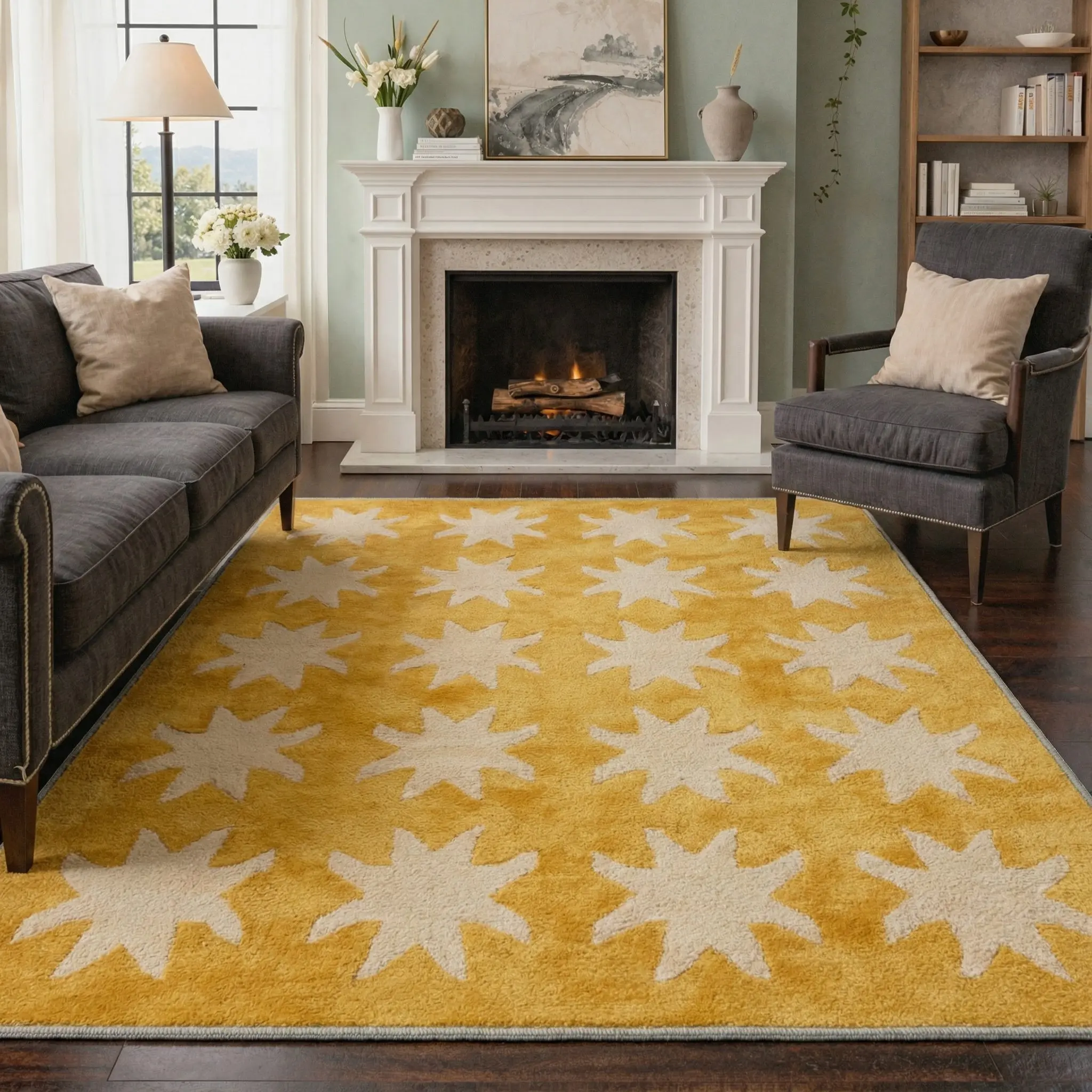 【Deals For You Days】GENIMO Home Rug – Soft, Non-Slip, Pet Friendly, Machine Washable Carpet, Ideal Area Rug for Living Room, Bedroom, Kitchen, Hallway Floor Decor ,ARC1298-SAFFRON