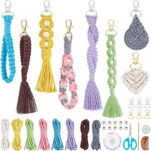 Infunly DIY Handmade Keychain Kit, Bohemian Cotton Rope Knot Set, Beginner Friendly, Colorful Tassels, for Car Keys, Wallet, Phone Charm