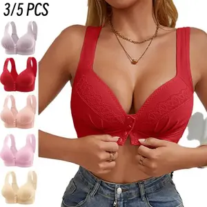 3/5PCS EssElegance Push-Up Jacquard Bra - Adjustable Support Straps & Wire-Free Daily Comfort,Women's Lingerie & Underwear