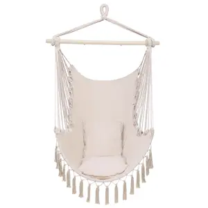 Pillow Tassel Hanging Chair Beige