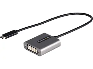 USB C to DVI Adapter, 1920x1200p, USB-C to DVI-D Adapter, USB Type C to DVI Monitor, Video Converter, Thunderbolt 3 Compatible, USB-C to DVI Dongle, 12" Long Attached Cable - USB C Display Adapter