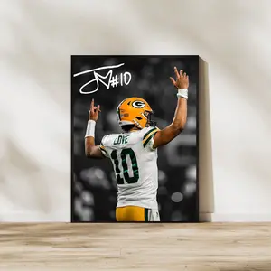 Jordan Love Art Print Green Bay Packers Football Decor Sports Poster, Office & Fan Decor, Poster Gifts, Gift For Fan - Unframed (No Frame)