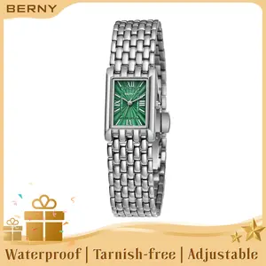 BERNY Women's Dainty Silver Quartz Watch, 3ATM Waterproof, Adjustable Stainless Steel Band, Minimal & Elegant Jewelry Watch, Perfect Valentine's Gift, Relojes de Mujer, Mother's Day Gift