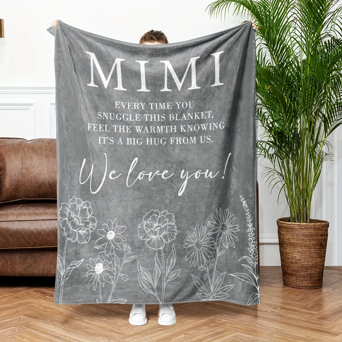 280GSM Fluffy Happy Blanket Gift - Warm Soft Flannel Throw Blanket for Sofa, Mimi Birthday & Mother's Day Gifting, Happy Blanket Gifts, Fluffy Blanket