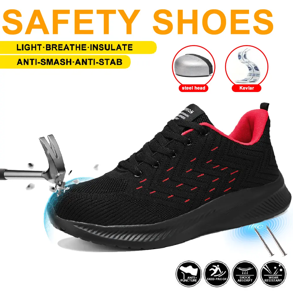 Stylish Work & Safety Footwear, Breathable Knit Mesh Casual Trainers with Puncture-Resistant Construction and Anti-Slip Outsoles, Stylish Work Shoes, Anti-Slip Outsoles Casual Trainers, Mesh Knit, Puncture-Proof, All Seasons, Available In Sizes, Food Serv