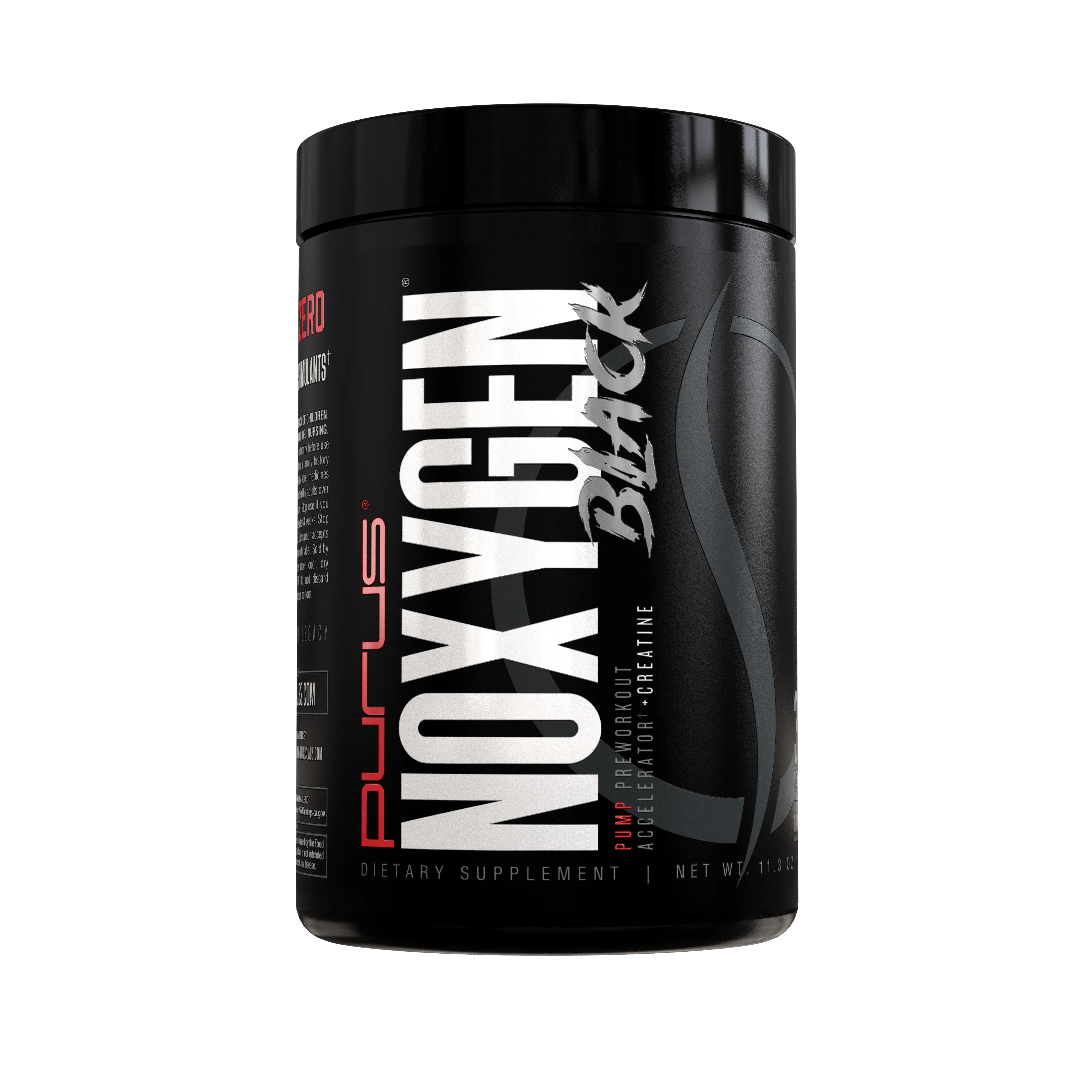 Purus Labs NOXygen Black Heavy Pump - Stimulant Free Pre Workout - Unflavored Add to Anything - Endurance & Strength - No Caffeine - US Formulated