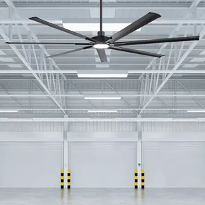 PARROT UNCLE 84/100 Inch Padus Black Large Size Ceiling Fan with Dimmable LED Lighting and Remote Control for Industrial & Modern Spaces