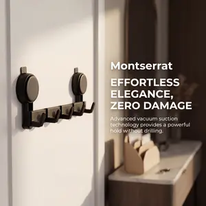 5-Hooks Heavy Duty Modern Bathroom Wall Rack Set, No-Drill with Super Strong Waterproof Rustproof Adhesive, Easy to Install for Smooth Tile/Glass Surfaces, Ideal for Towels, Coats, 5-Hooks Set