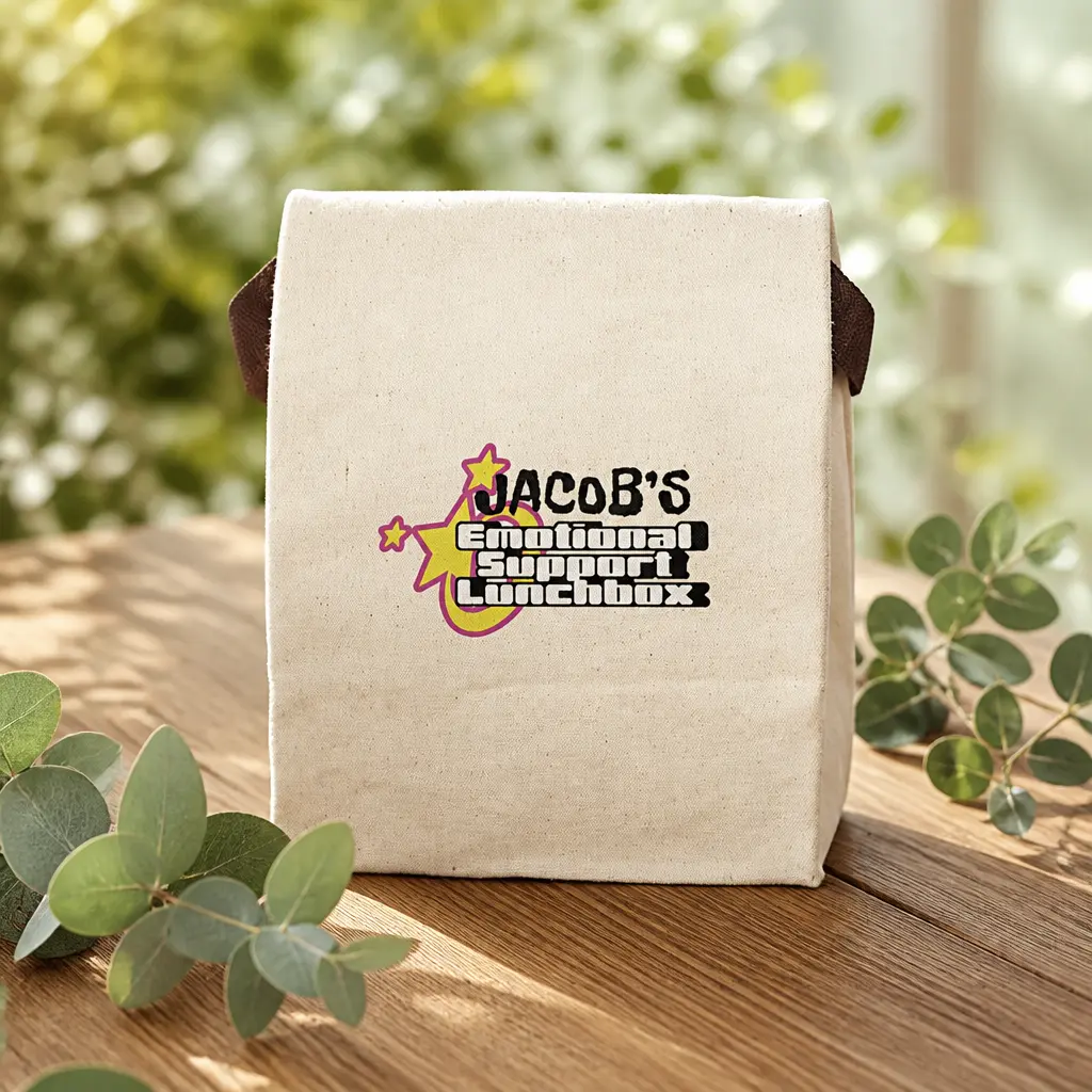 Emotional Support Lunchbox Canvas Lunch Bag with Strap | Personalized Lunch Tote