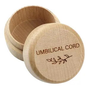 Modern Wooden Newborn Umbilical Cord Memorial Storage Box - Christening, 2"x2"x1.4", Stackable, Rust-Proof, Non-Toxic Home Organizer