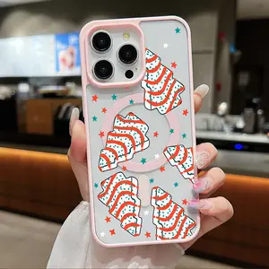 Christmas Candy Cane Tree Pattern Clear Magnetic Phone Case , Compatible with MagSafe Silicone Bumper Protective Cover For iPhone X XS 11 12 13 14 15 16 17 Pro Max Plus Air