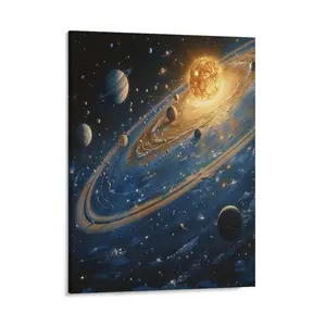 Solar System Picture Canvas Posters Wall Art Prints Outer Space Planet Galaxy Science Home Wall Aesthetic Living Room Bedroom Office Decor Festival Gift