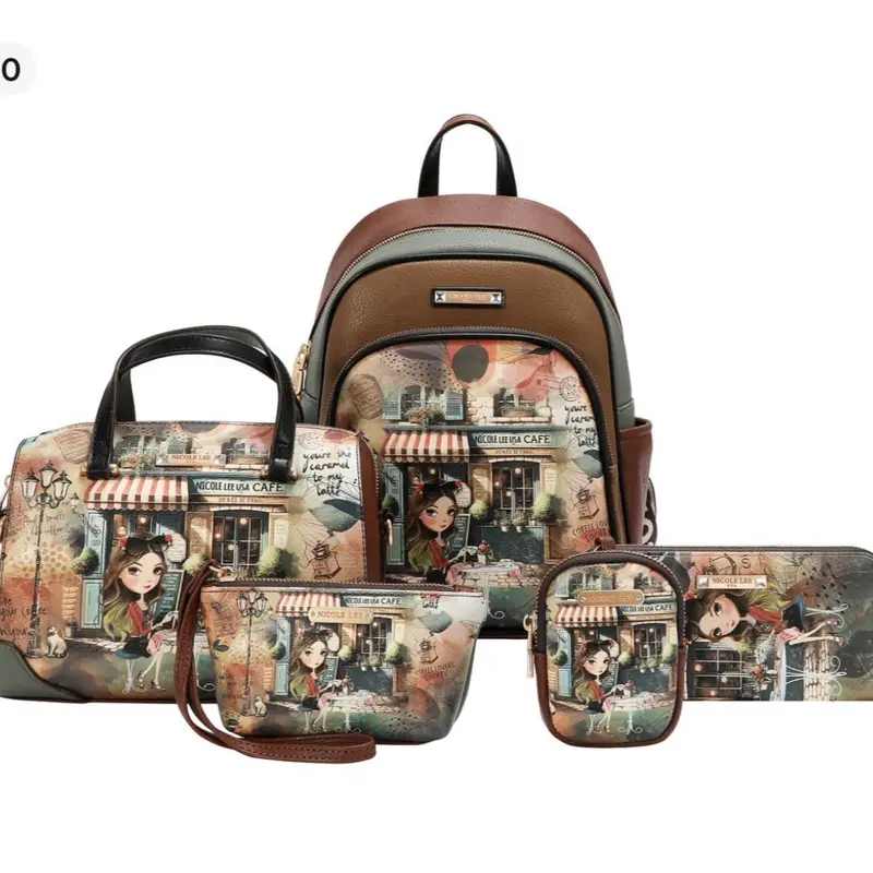 5PC SET Backpack Crossbody Pouch Coinpurse Wallet Versatile Daily Essentials for School Outings and Everyday Use