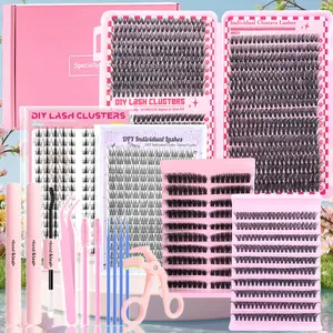 15 Piece Set Mixed Length 9-16mm, D Curl, DIY Eyelash Extension, DIY Volume Eyelashes, Individual Eyelashes Kit, DIY Personal Lashes, 30D, Fish tail Eyelash, Dramatic Volume Eyelash, with Glue tool, Natural, Reusable, Wedding, False Lashes