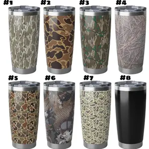 Camouflage Bottomland Greenleaf Duck Camo 20oz Tumbler – Stainless Steel Insulated Travel Coffee Cup, Hunting & Outdoor Gift Flask CGF3T