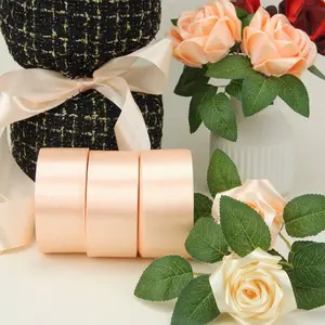 1-Roll Ribbon 1.57 Inch 4cm Wide, 22m Long, Polyester Fabric Ribbon for Gift Wrapping, Wedding, Birthday & Christmas Decorations | Durable Plastic Spool Handmade Satin Tape with Fade-Resistant Finish, Wedding Decorations, Holiday Crafts, Decorative Trim