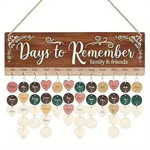 Wooden Hanging Birthday Anniversary Reminder Calendar Board, 1 Set DIY Calendar Plaque Sign with 100pcs Wood Tags, Gift for Friend, Wall Art Hanging, Ornaments