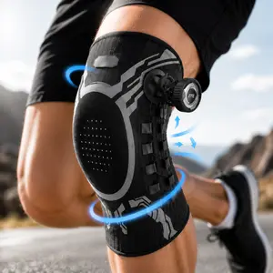 DIYCOM Breathable Compression Knee Brace with Side Stabilizers & Shock Absorption Pad – Adjustable Knee Support for Running, Gym, Basketball & Joint Pain Relief