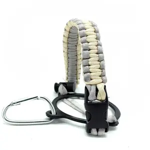 Paracord Water Bottle Handle Strap with Carabiner – Durable Adjustable Cord Carry Handle for Wide Mouth Bottles, Outdoor Hiking, Travel, Gym, and Daily Use