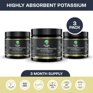 My Vida Origins Electrolyte Powder w/ Potassium Trio 2000mg of Potassium Citrate | Zero sugar Sweetened with Monk Fruit | Lemon Flavor - 3 Month Supply