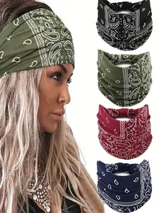Boho Paisley Print Knotted Hair Band, 2025 New Style Casual Elastic Hair Band for Women & Men, Fashion Hair Accessories for Daily Yoga, Workout, Running Wear, Hairstyles, Zigzag Headband