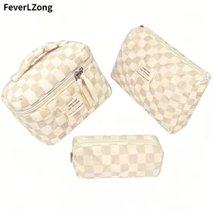 floral pattern Cute Skincare & Makeup Bag Portable Large Capacity Padded Cotton Cosmetic Bag Set organizer multifunctional