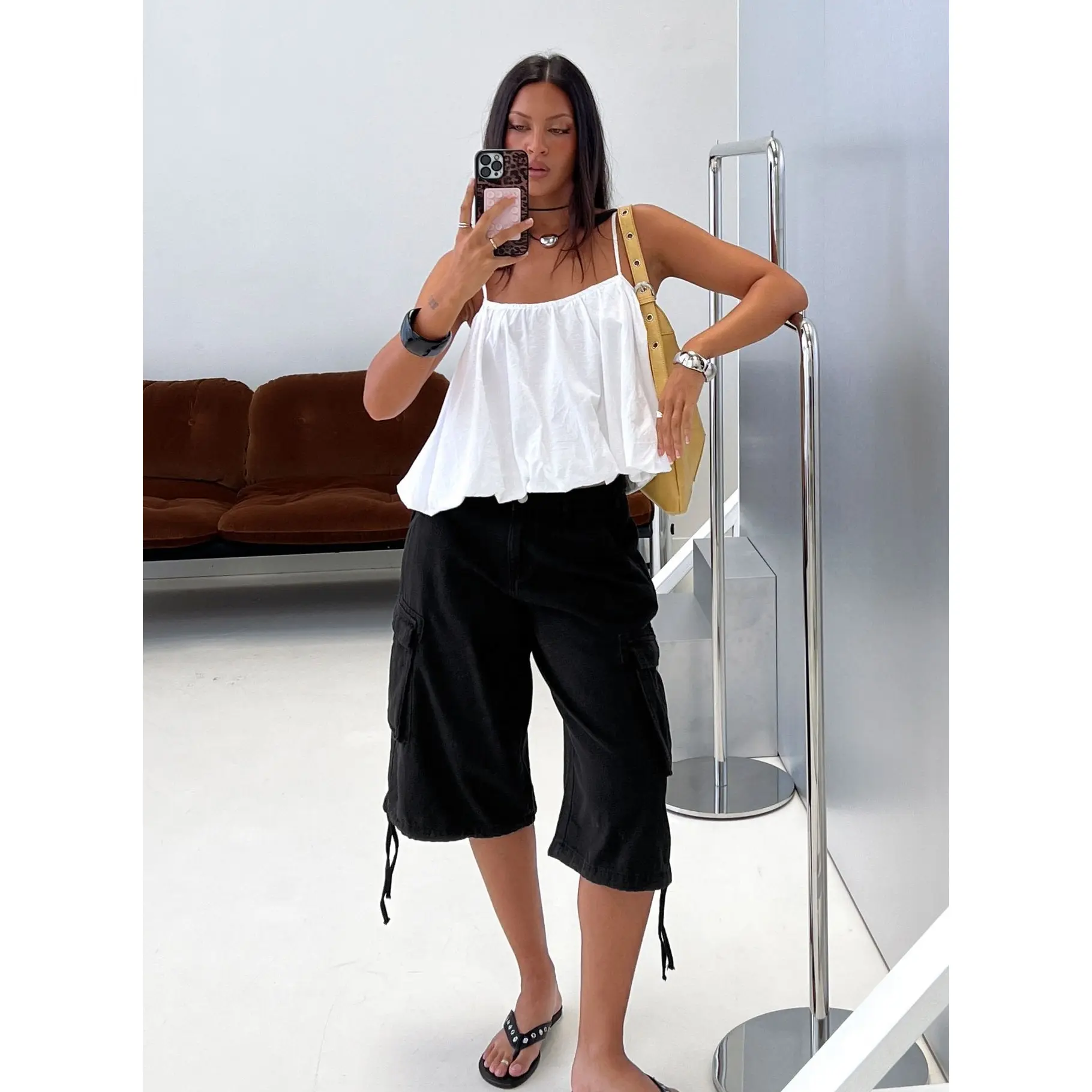 Hudsen Longline Cargo Shorts Washed Black