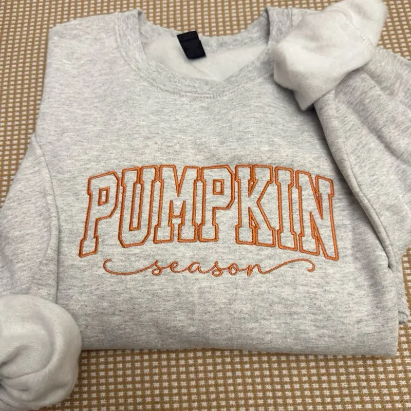 Pumpkin season cursive fall embroidered sweatshirt / autumn fall embroidered sweatshirt