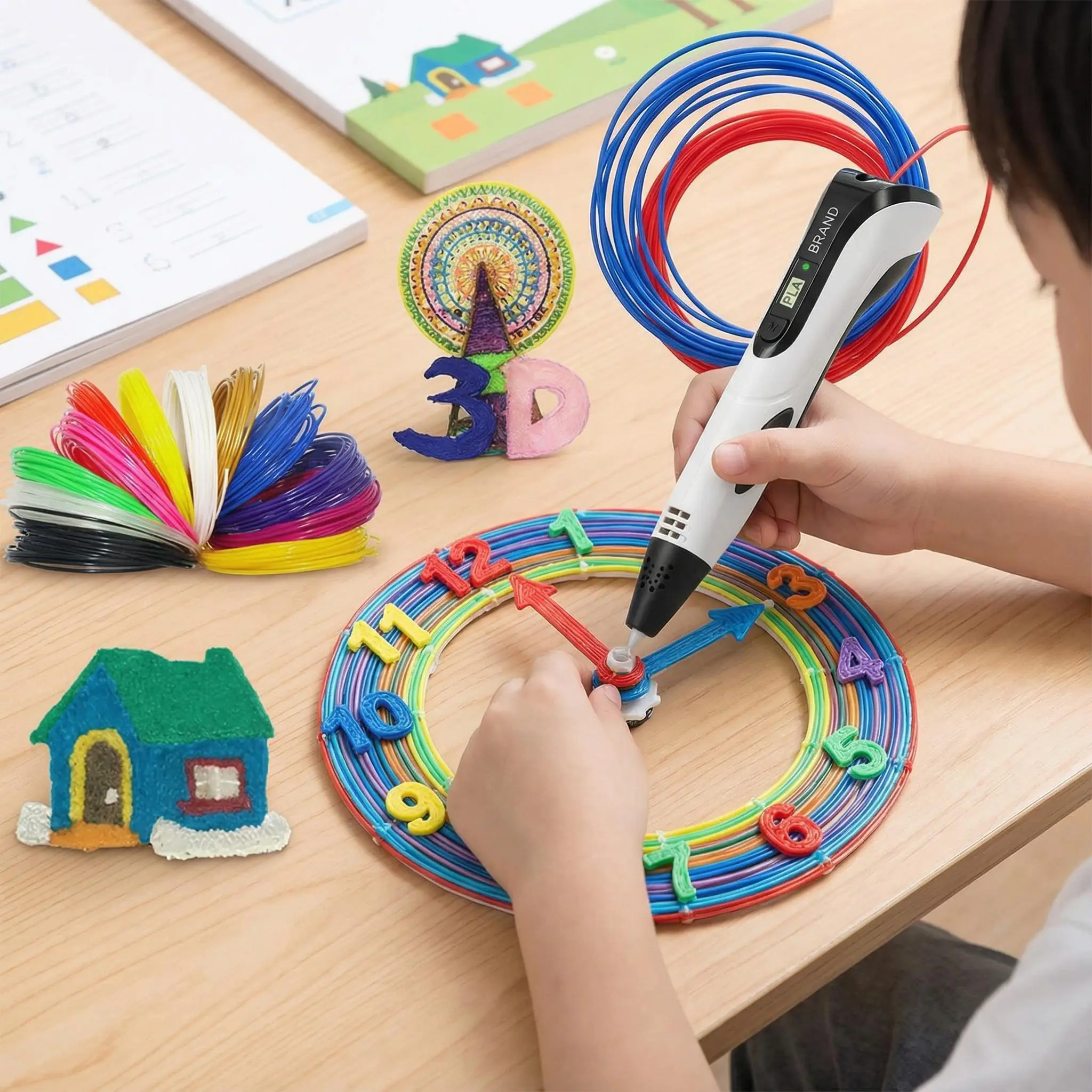 Upgraded 3D Art Printing Pen with Ceramic Tip, Type-C Plug, Stepless Speed Adjustment, Adjustable Temperature, USB-Powered, No Battery, Silicone-Enhanced DIY Graffiti Tool with Pen Case, Ideal Kids’ Handmade Gift, Boys