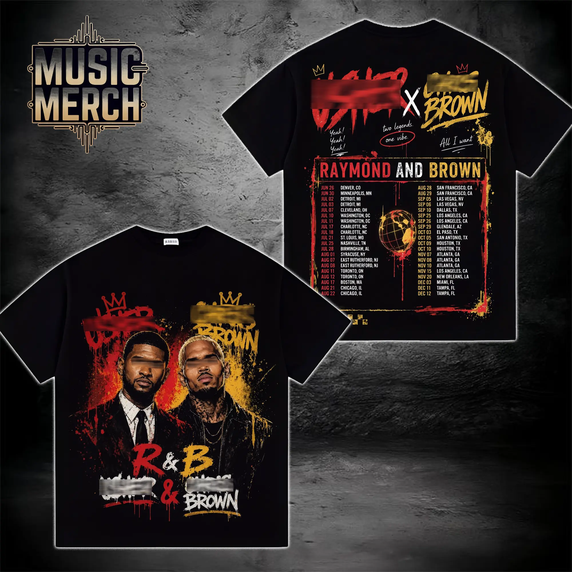 The R&B Tour 2026: Raymond & Brown #11 Premium Acid Washed Shirt, R&B Music Duo Graphic Tee, Urban Hip Hop Soul Streetwear Shirt, Concert Tour Merch, Gift for R&B Fans, Vintage Music Tee