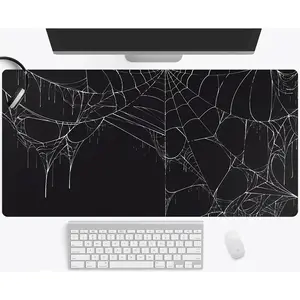 Spider Web Desk Mat, Gothic Horror Desk Pad, Black Gaming Mouse Pad, Halloween Office Decor, Creepy Cool Desk Mat for Gamers and Horror Fans