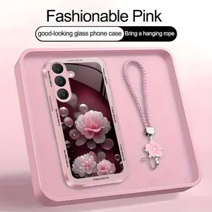 Suitable for [Galaxy S25 Fe] high-end women's phone case🤩，a beautiful four-leaf clover lanyard is included🍀, beautiful floral pattern, elegant and sophisticated， drop-resistant and fingerprint-proof YM99
