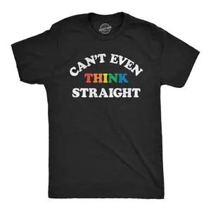 Mens Cant Even Think Straight T Shirt Funny Rainbow Gay Pride Joke Tee for Guys Mens Funny T Shirts Cool Vintage Fashion T-Shirt Gift Classic Menswear Pride Apparel for Men Funny Sarcastic Short Sleeve Novelty Black -