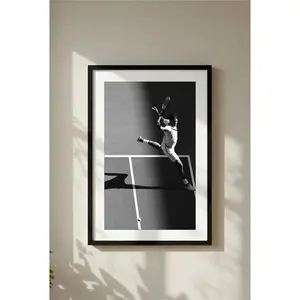 [SALE UP TO 50% + FREE SHIP]  Roger Federer, Tennis Poster, Sports Decor, Black and White Wall Art, Aesthetic Room Decor, Sports Prints, Tennis Court, Tennis Wall Art