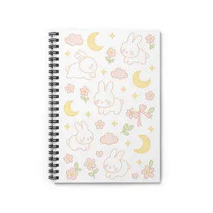 Cute Bunny Spiral Notebook for Note Taking, Journal, Sketchbook, Gift for Students, Pastel Aesthetic, Daily Planner