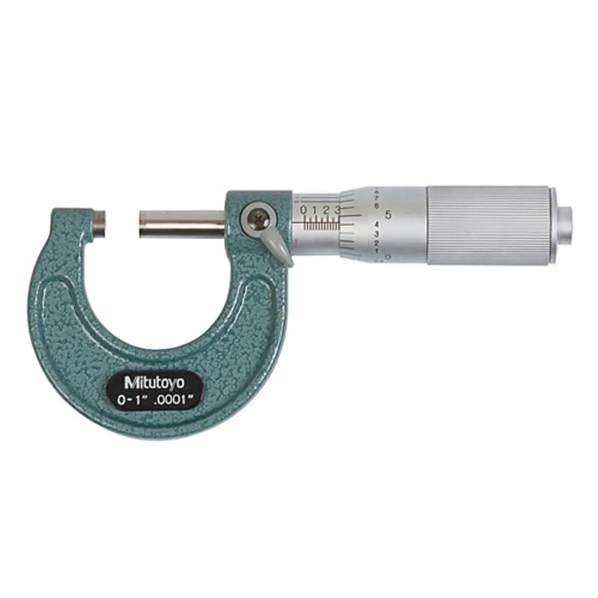 Mitutoyo Mechanical Micrometer with Calipers, 0-1 in. Range, +/-0.0001 in. Accuracy, Friction Thimble, Carbide Tipped Measuring Faces, Baked-Enamel Hammertone Finish