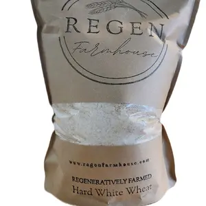 Regen Farmhouse Milled Hard White Wheat Berries Organic Regenerative Bread Flour 5 Pound Bag USA Grown Baking Ingredients for Sustainable Baking - Bake