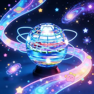 LED Anti-Gravity Boomerang Hover Orb Galaxy Flying Spinner for All Ages, Fun Indoor Outdoor Activity Toys for Kids 6-12 & Teens, Safe Sturdy Family Interactive Flying Ball, Entertainment Game Props, Perfect Gifts & Party Toys, Interactive Toys, Ages 6+