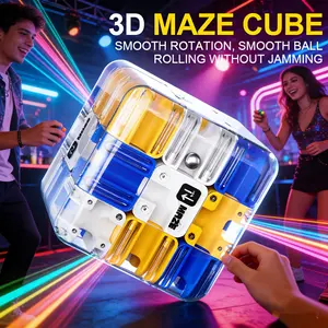 Large 3x3 Plastic Maze Puzzle Cube - Self-Solving Trick Cube for Stress Relief, Brain Training, Spatial Reasoning, Learning - Educational Birthday Gift for Kids, Adults