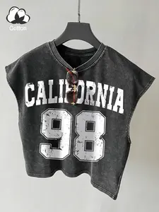 Unisex Vintage Sleeveless Tank Top, Unique Distressed Graphic Print, Casual Loose-Fit Streetwear, Y2K Aesthetic, Ideal for Hip-Hop Lovers, Summer, Skateboarding