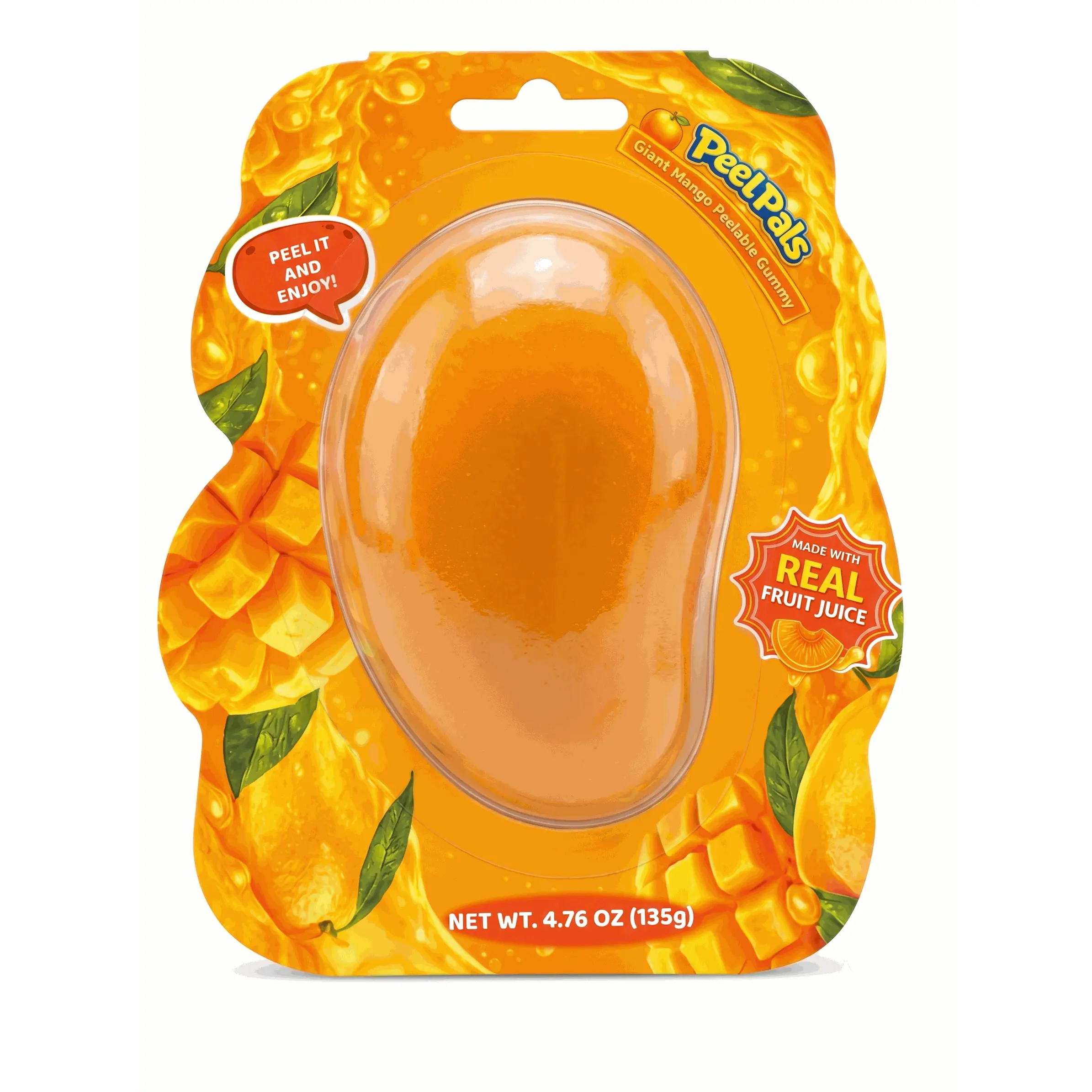 Hidden Supply Peel Pals Giant Peelable Mango Gummy Candy Snack Bundle Box, Real Juice Infused, Sugar-Coated, 4.76oz, 6 Pack